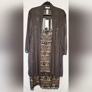Catherine's Black Floral Lace Dress and Sheer Jacket Set - NWT - 20W